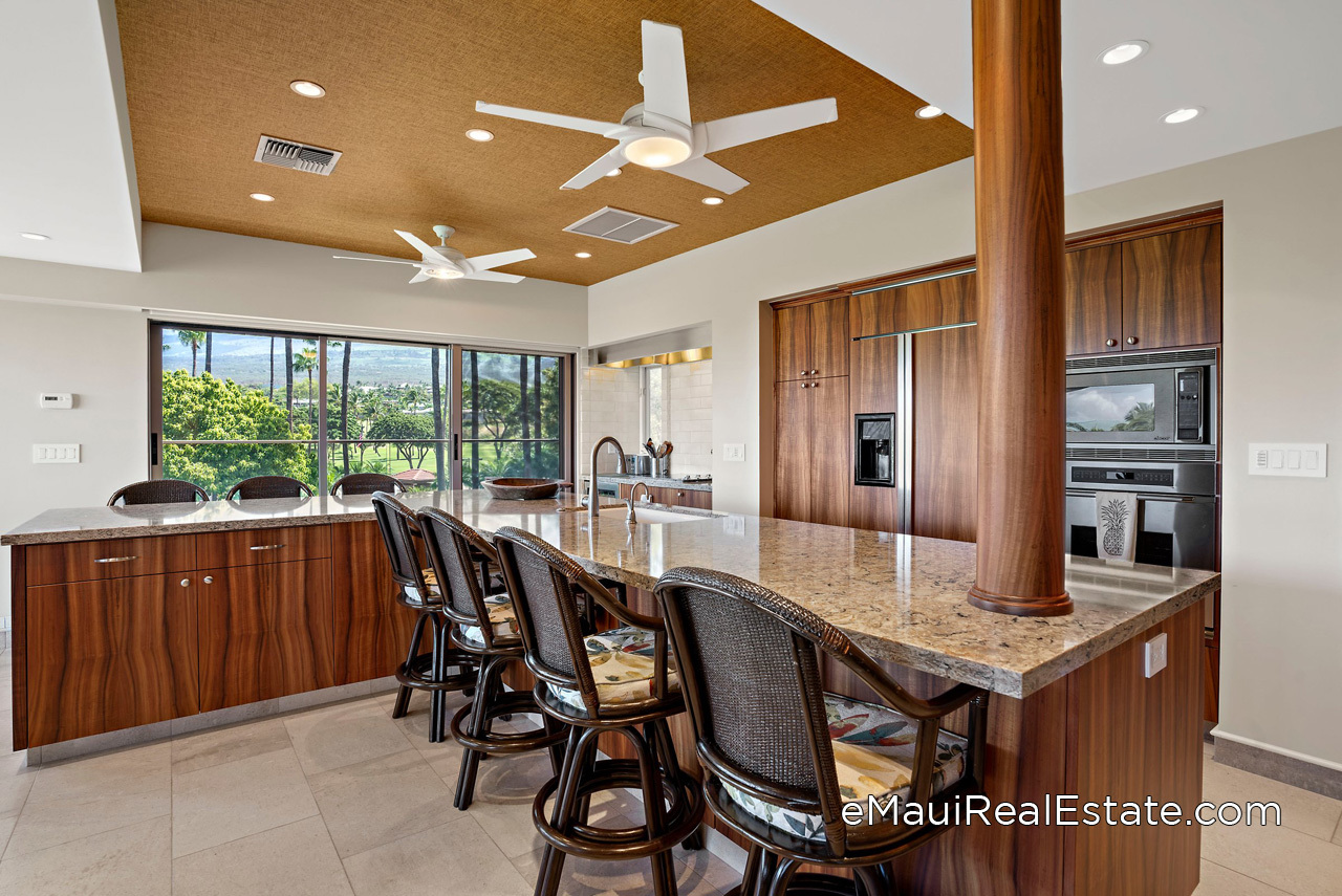 Koa wood features prominently in kitchens at Wailea Point
