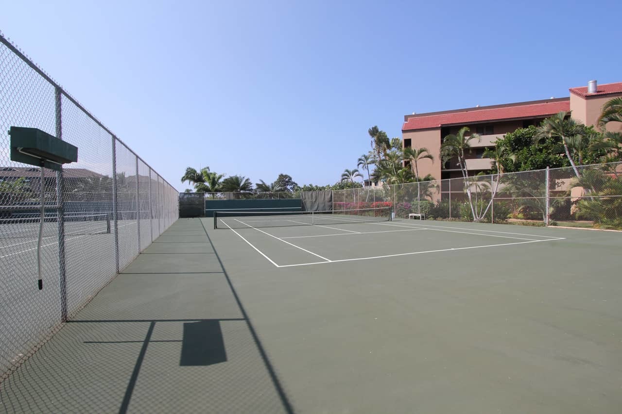 There are a total of three tennis courts at Maui Vista, one for each building!